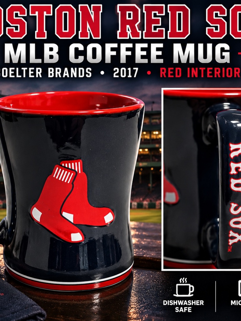 Menβs Black & Red Crew Socks Graphic Mug